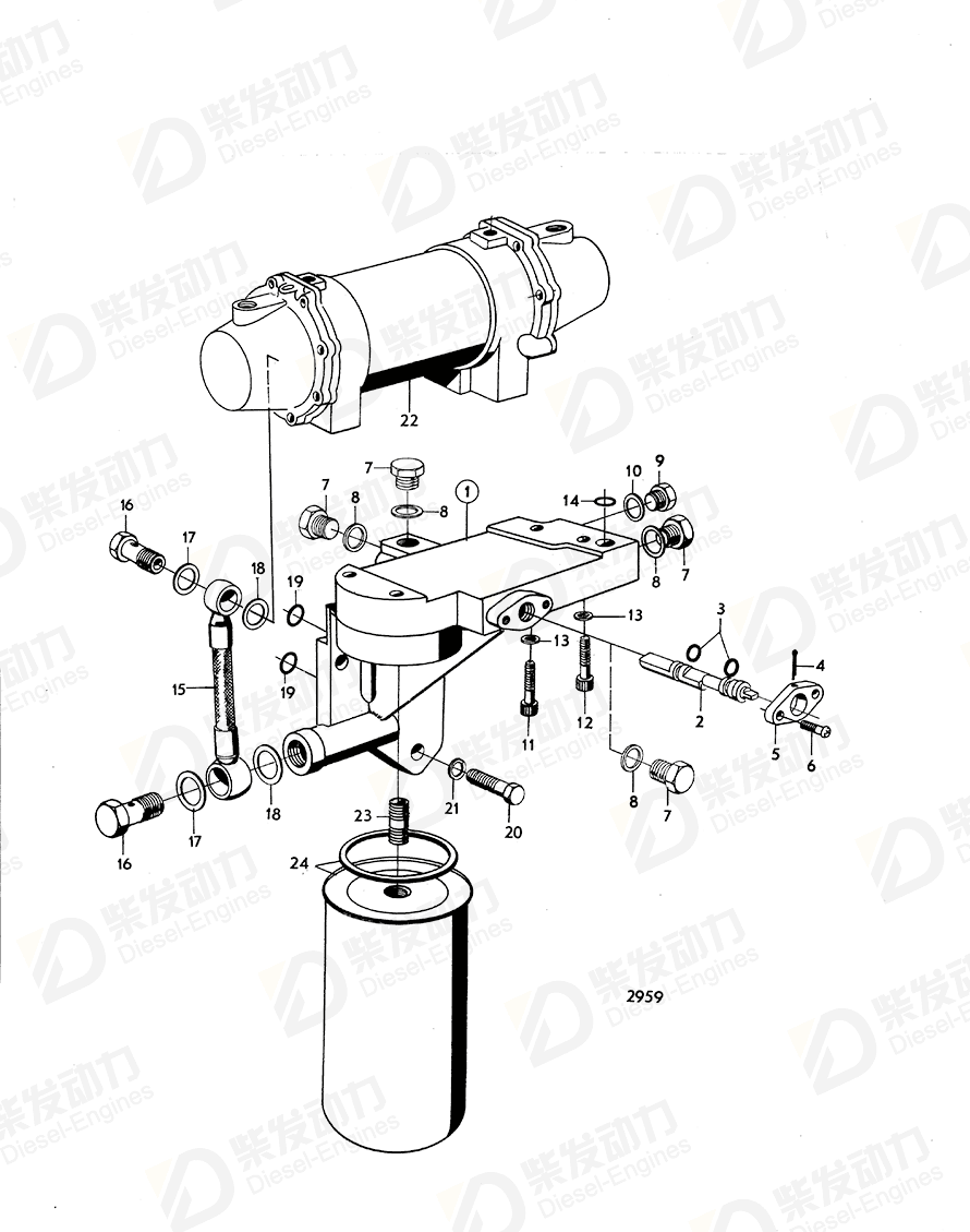 volvo penta Selector valve, bracket with shifting valve 824199 Drawing volvo penta Selector valve, bracket with shifting valve 824199 Drawing